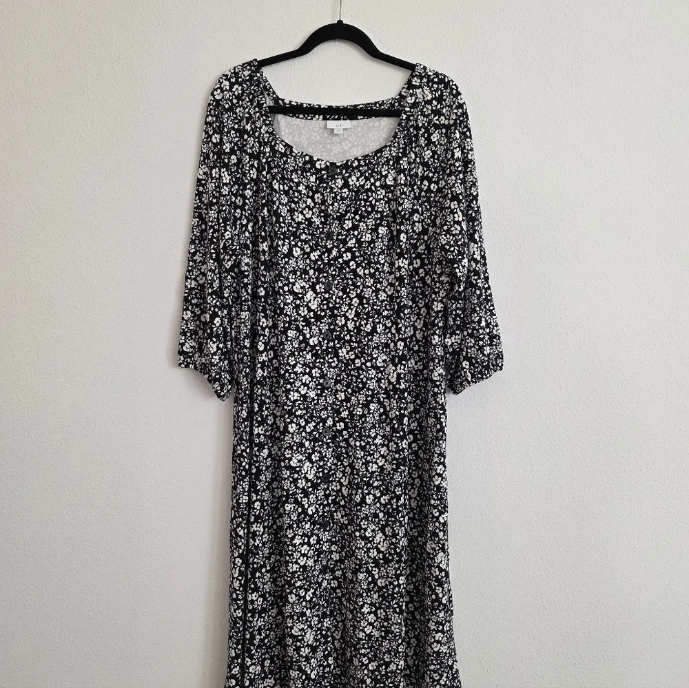J. Jill Black & White Floral Midi Dress - Picture 2 of 8